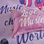 D'Decor Kids Zone Music Mystic Violet Digital Print Cotton Bedsheet Set