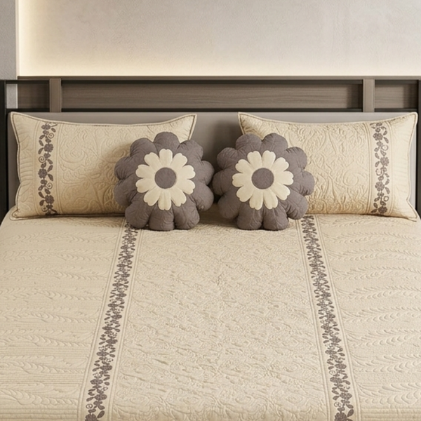 TIMA Angel 5PC Bedcover | Muted Taupe & Cream Quilted Set