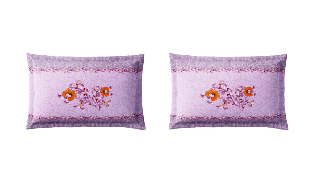 Spaces Shubha Papier Mâché Lavender Fogg Traditional 3-Dimensional Art 300TC Cotton Super King Bed Sheet Set | 1085770 Lavender Fogg