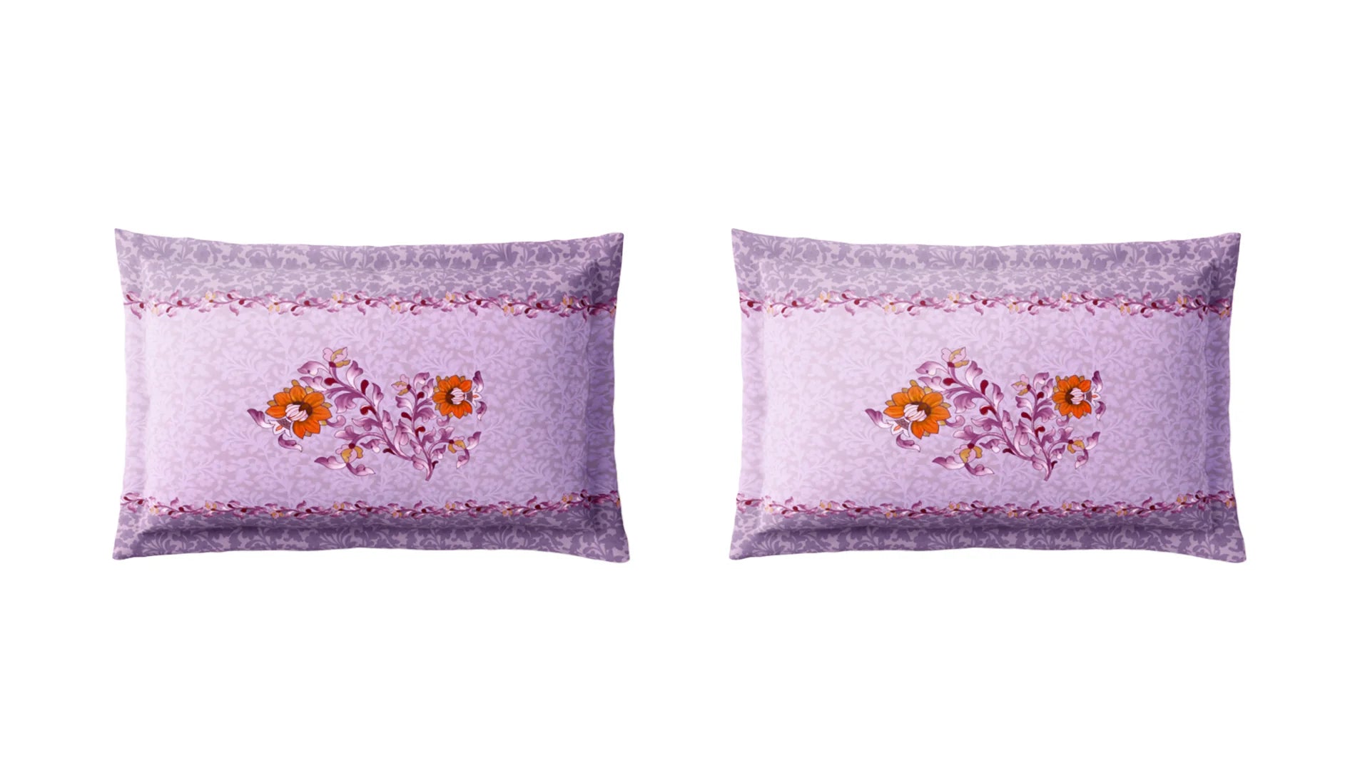 Spaces Shubha Papier Mâché Lavender Fogg Traditional 3-Dimensional Art 300TC Cotton Super King Bed Sheet Set | 1085770 Lavender Fogg