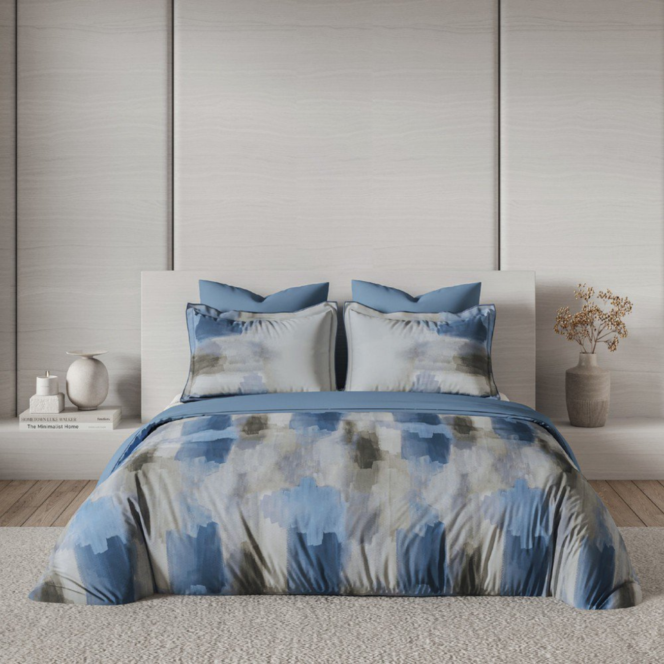 D'Decor Mirage Reverie Coronet Blue Abstract Digitally Printed 3-Piece Double Bedsheet Set | MS05 Reverie Coronet Blue
