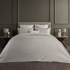 D.Decor Luxor Sanders Grey Super Premium 6-Piece Bedding Gift Set | 800 TC Cotton Sateen & Monotone Embroidered Quilted Bed Cover | LX01 Grey