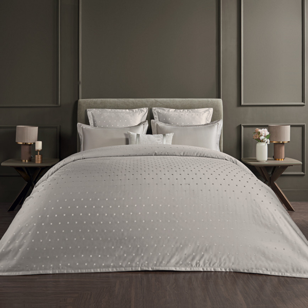 D.Decor Luxor Sanders Grey Super Premium 6-Piece Bedding Gift Set | 800 TC Cotton Sateen & Monotone Embroidered Quilted Bed Cover | LX01 Grey