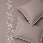 Sansaar by DDdecor Large Bedsheet Set with 2 Pillow Covers - Peonia - Mushroom - Embroidered - 1 Pc