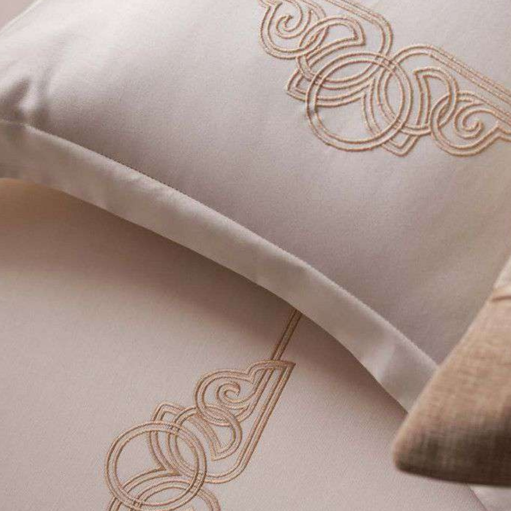 D'Decor Celestia Sand Luxury Bedding Set | Premium Chenille Bed Cover & Embroidered 210 TC Cotton Bedsheet | Oralis CE02 Sand