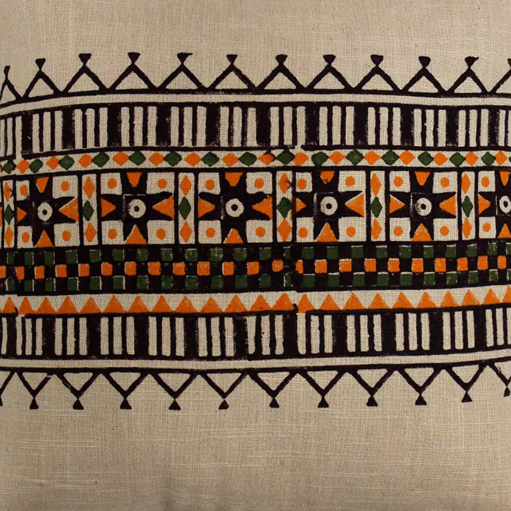 Sadyaska Printed Designer Cotton s Ivory Color (16" X 16")… 1 Pcs Cushion Cover