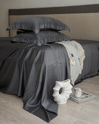 Sadyaska Charcoal Grey Pleated Bamboo Set 1 Pcs Bedsheet