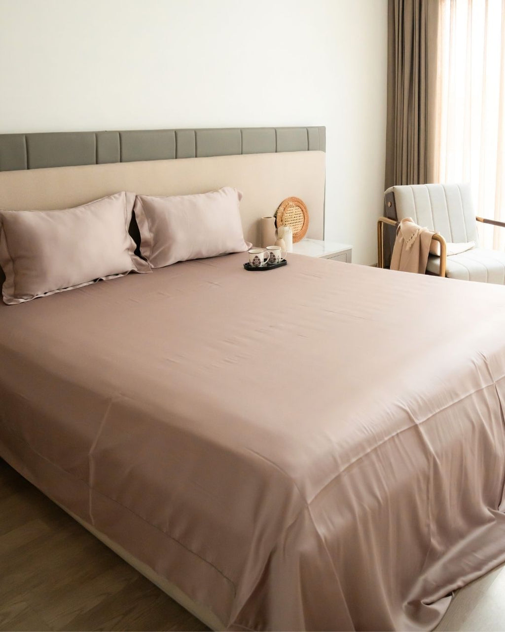 Sadyaska Lavender Tencel Set with Lace 1 Pcs Bedsheet