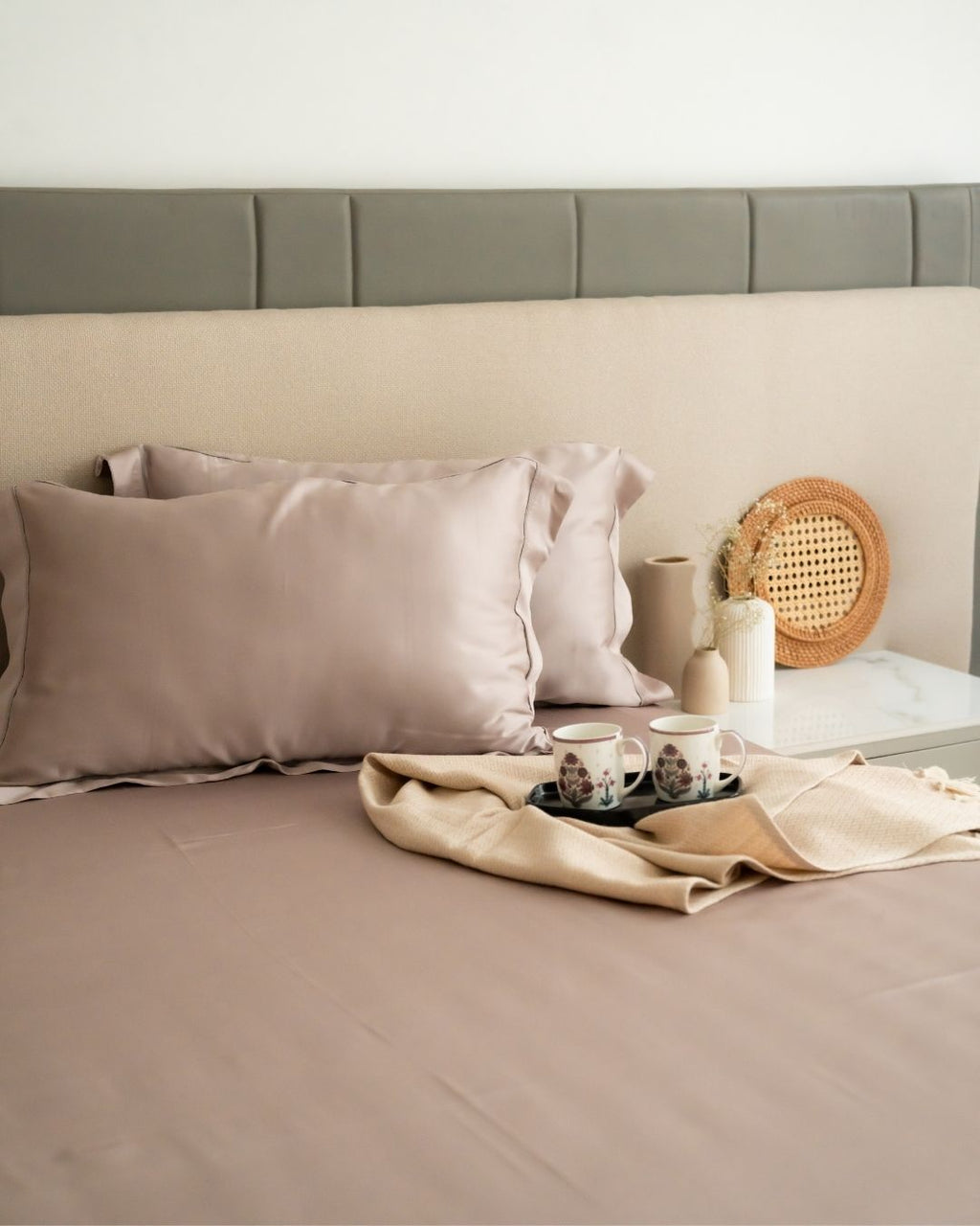 Sadyaska Lavender Tencel Set with Lace 1 Pcs Bedsheet