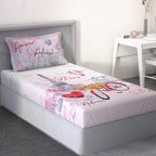 D'Decor Little Bratz Paris Amour | Blush Pink Eiffel Tower & Travel Sketch Print 100% Cotton Kids Bedsheet Set