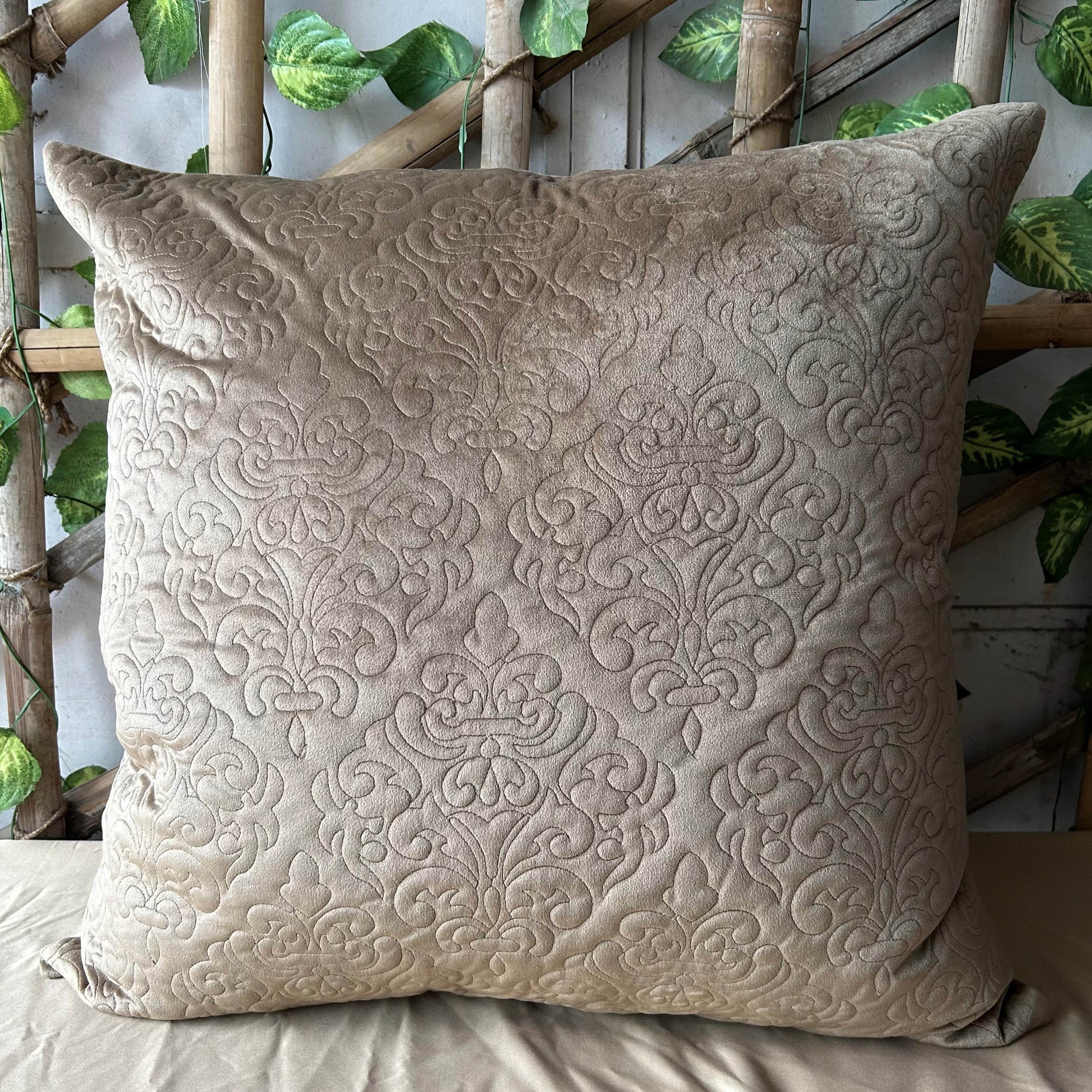Sadyaska Camel Quilted Velvet 1 Pcs Euro Sham