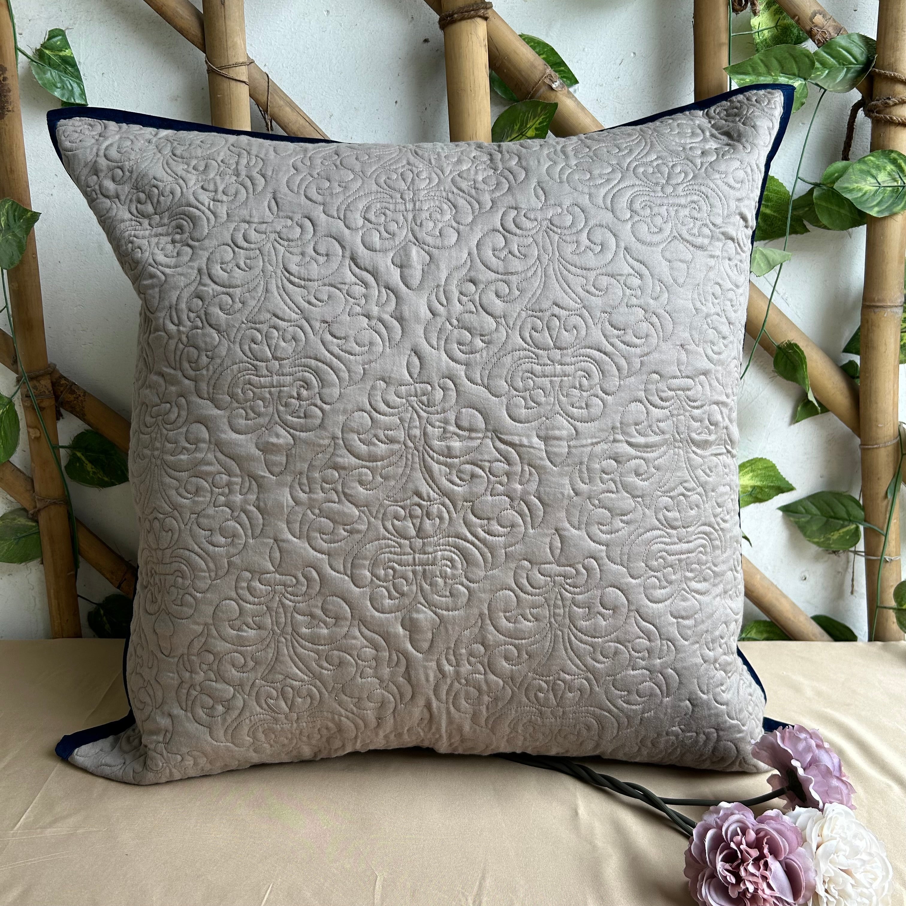 Sadyaska Olive Grey Quilted Cotton 1 Pcs Euro Sham