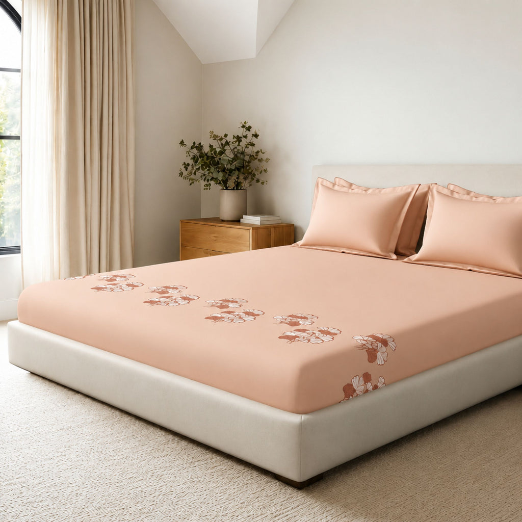 Sansaar by DDdecor Large Bedsheet Set with 2 Pillow Covers - Ginka - Tuscany - Embroidered - 1 Pc