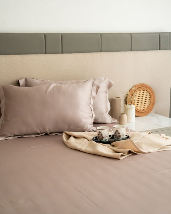 Sadyaska Lavender Tencel Set with Lace 1 Pcs Bedsheet