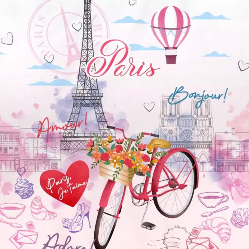 D'Decor Little Bratz Paris Amour | Blush Pink Eiffel Tower & Travel Sketch Print 100% Cotton Kids Bedsheet Set