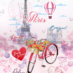 D'Decor Little Bratz Paris Amour | Blush Pink Eiffel Tower & Travel Sketch Print 100% Cotton Kids Bedsheet Set