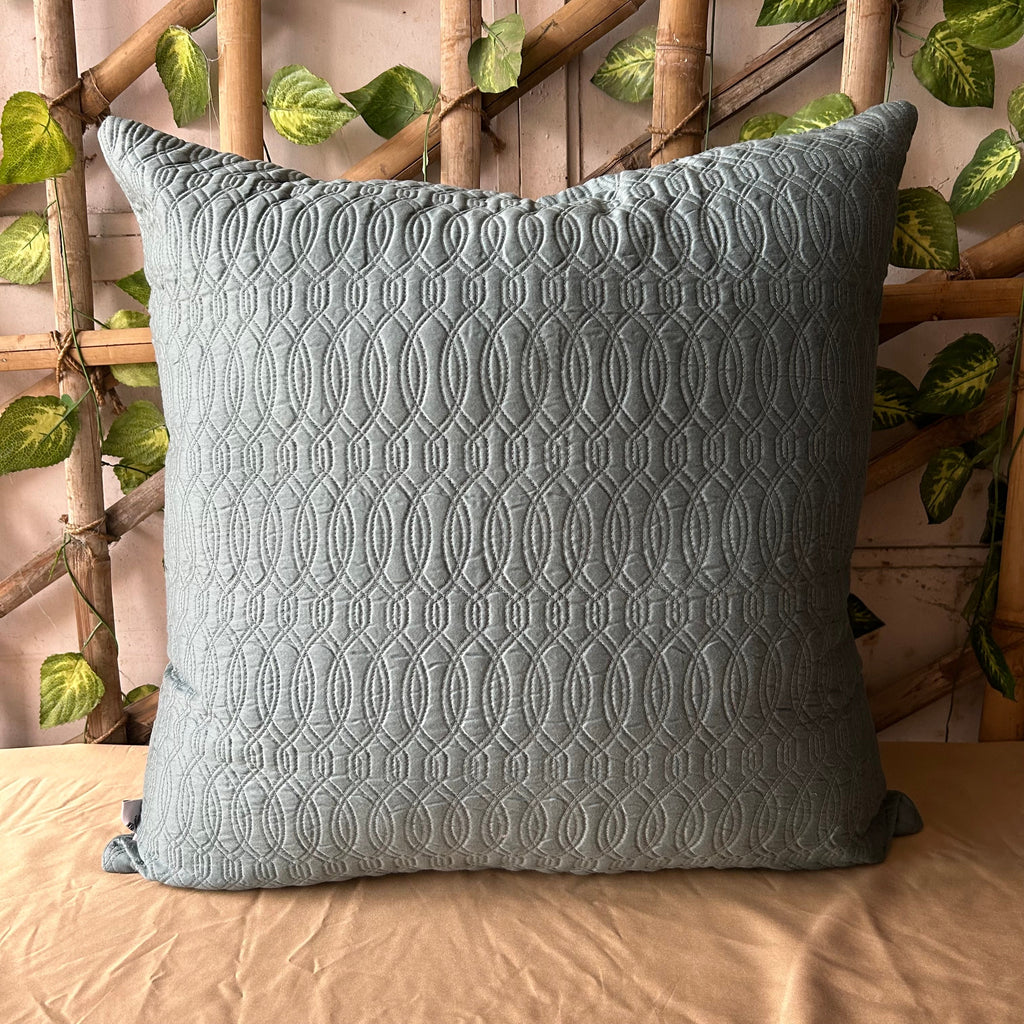 Sadyaska Teal and Taupe Quilted Reversible Cotton 1 Pcs Euro Sham