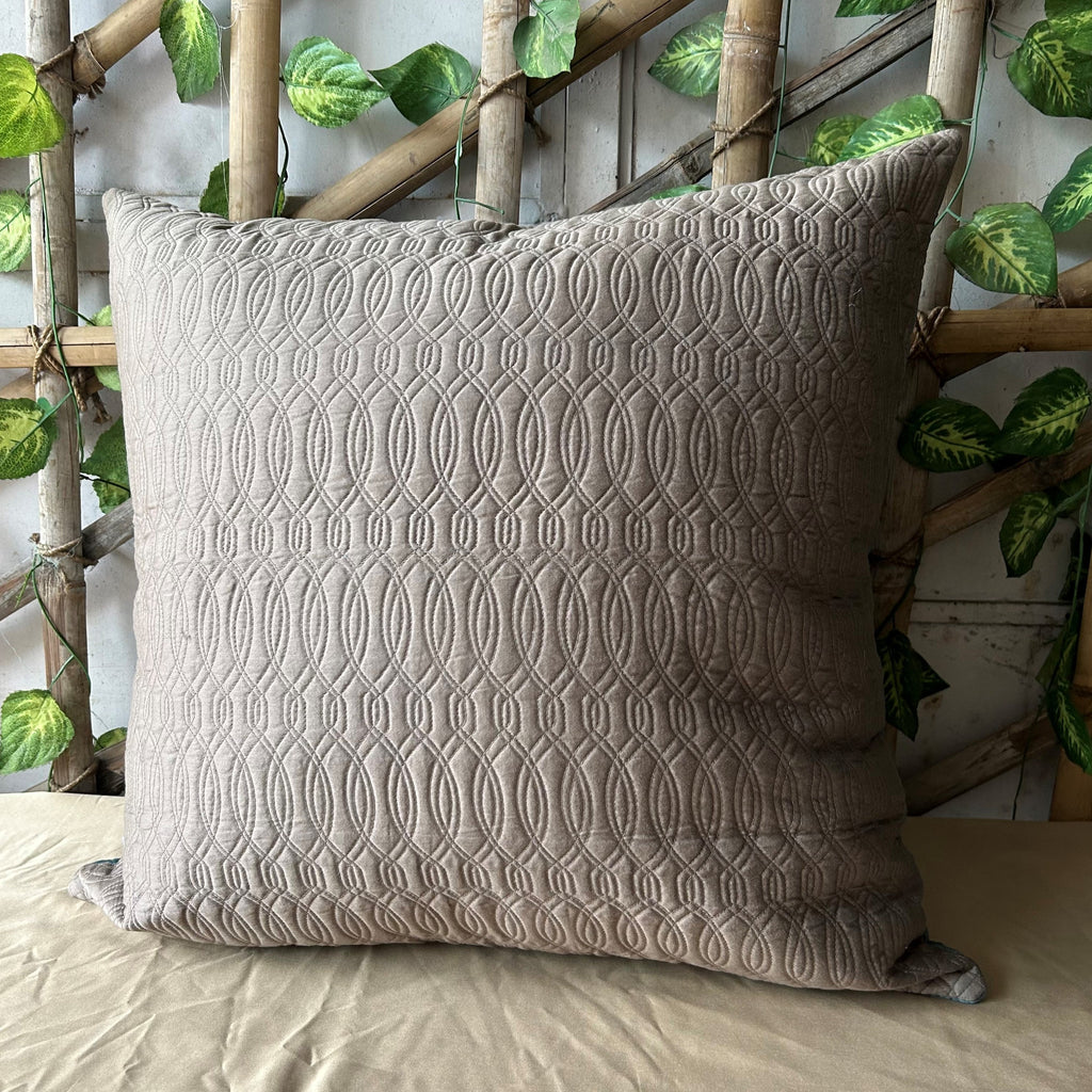 Sadyaska Teal and Taupe Quilted Reversible Cotton 1 Pcs Euro Sham