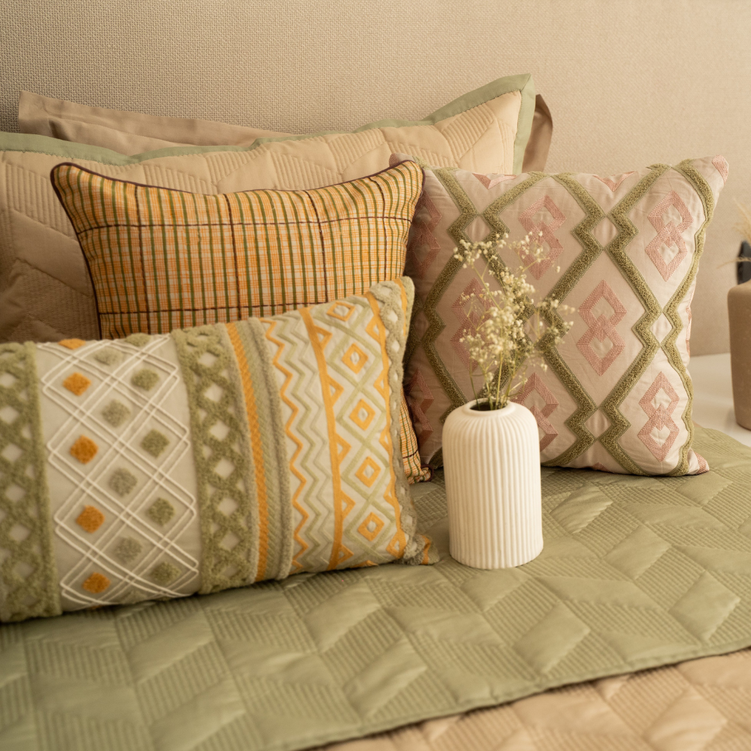 Sadyaska Folk Geo Cotton Embroidered 12x24 1 Pcs Cushion Cover