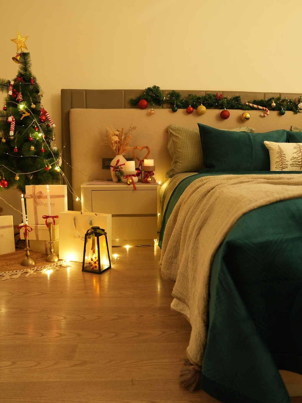 Sadyaska Bonito Emerald Green Velvet Sage Tencel Christmas 1 Pcs Bedding Set