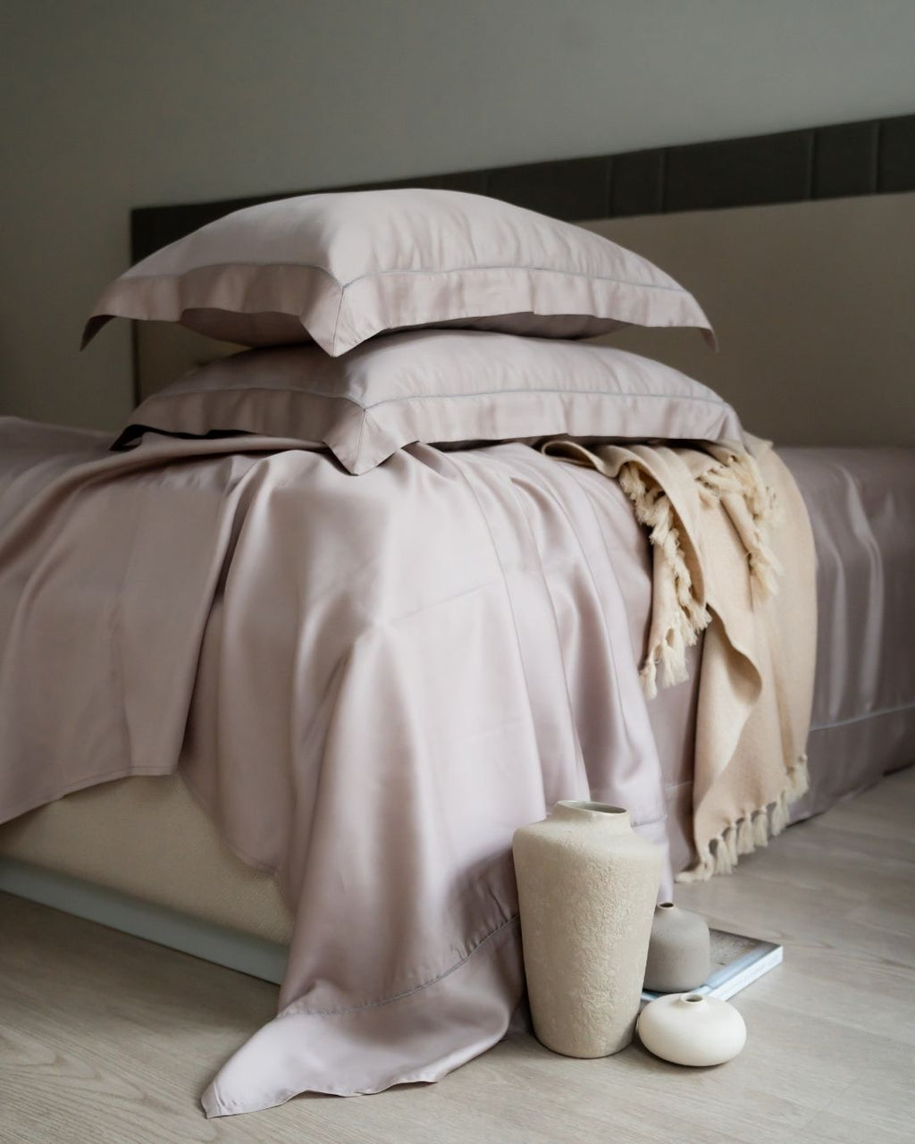 Sadyaska Lavender Tencel Set with Lace 1 Pcs Bedsheet