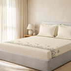 Sansaar by DDdecor Large Bedsheet Set with 2 Pillow Covers - Summerfeild - Snow White - Embroidered - 1 Pc