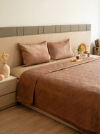 Sadyaska Isla Buff Velvet Set 1 Pcs Bedspread