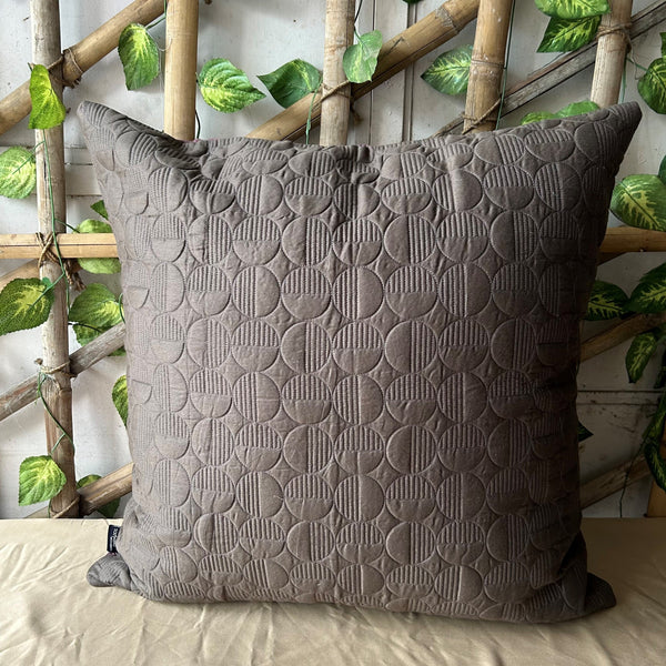 Sadyaska Mauve and Dark Grey Quilted Reversible Cotton 1 Pcs Euro Sham