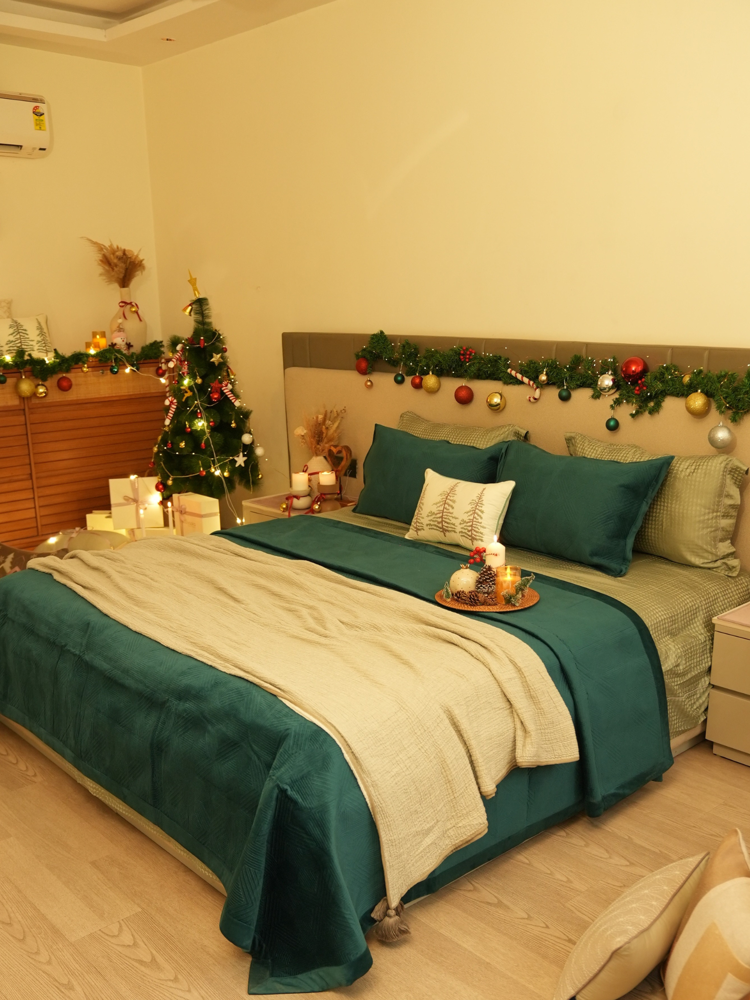 Sadyaska Bonito Emerald Green Velvet Sage Tencel Christmas 1 Pcs Bedding Set
