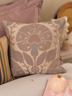 Sadyaska Bonica Beige Cotton Embroidered 16" X 16" 1 Pcs Cushion Cover