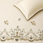 Sansaar by DDdecor Large Bedsheet Set with 2 Pillow Covers - Summerfeild - Snow White - Embroidered - 1 Pc