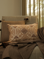 Sadyaska Dune Oats Beige Cotton Embroidered 12" X 18" 1 Pcs Cushion Cover