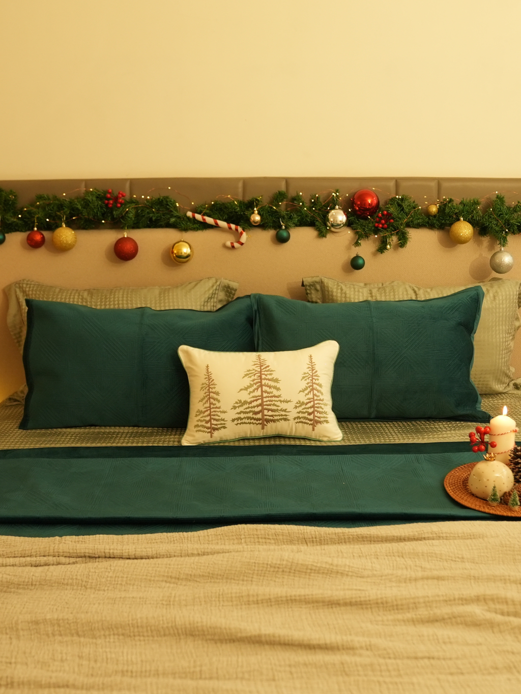 Sadyaska Bonito Emerald Green Velvet Sage Tencel Christmas 1 Pcs Bedding Set