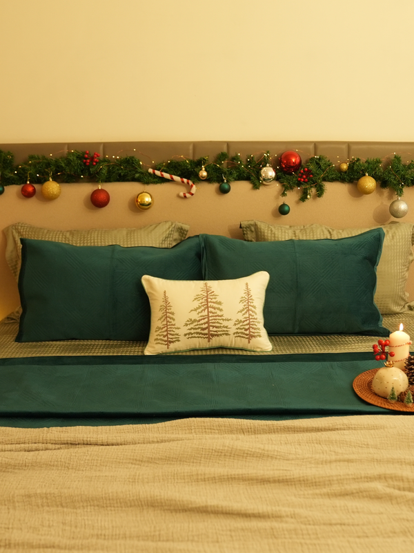 Sadyaska Bonito Emerald Green Velvet Sage Tencel Christmas 1 Pcs Bedding Set