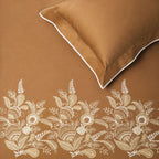 Sansaar by DDdecor Large Bedsheet Set with 2 Pillow Covers - Anthea - Teak - Embroidered - 1 Pc