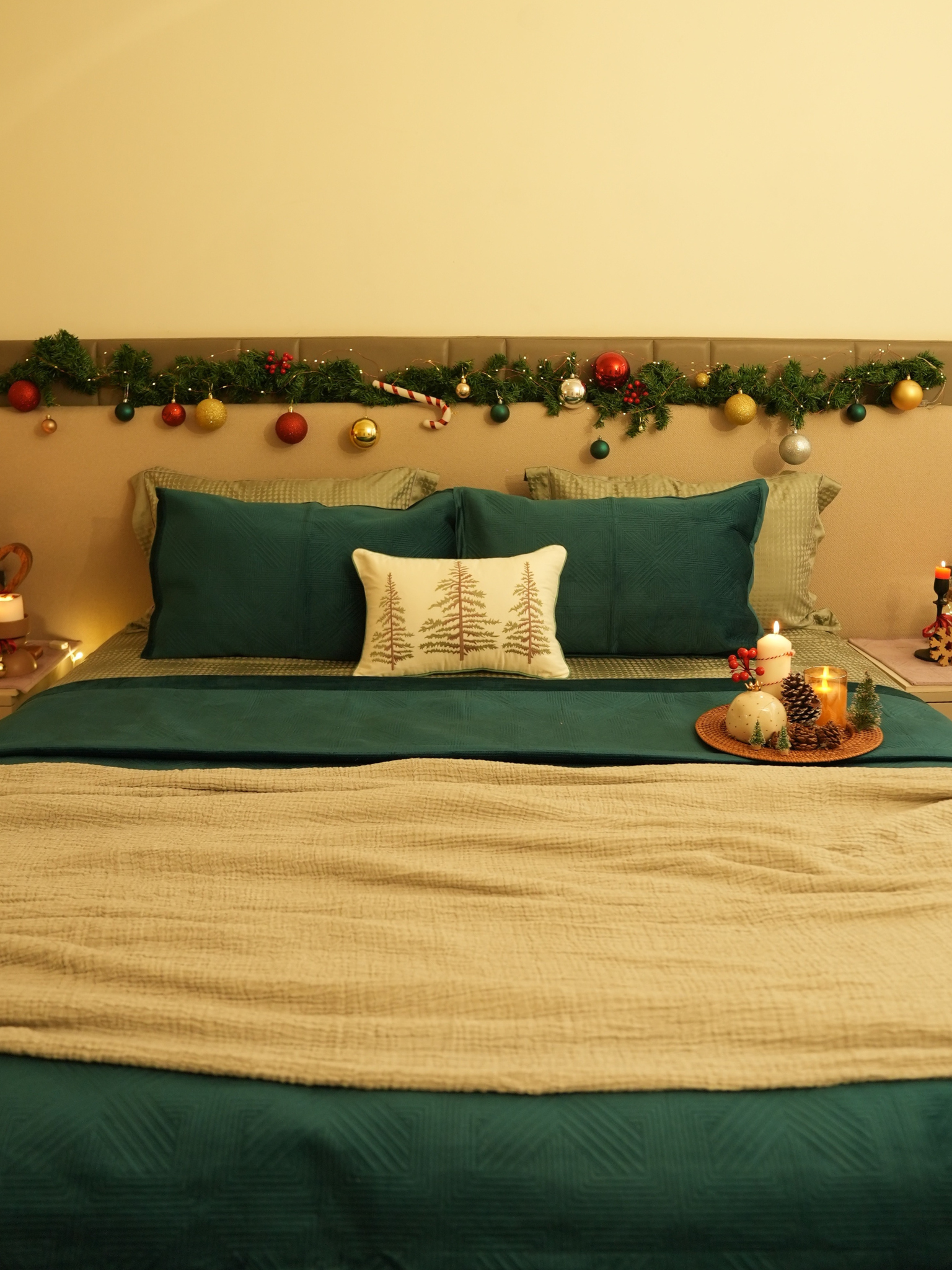 Sadyaska Bonito Emerald Green Velvet Sage Tencel Christmas 1 Pcs Bedding Set