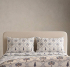 Jaipuri Palm Motif Quilted Bedcover | Handblock Printed Pure Cotton | Premium King Size Double Bedspread
