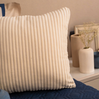 Sadyaska Decorative Dash Ivory Velvet 16x16 1 Pcs Cushion Cover