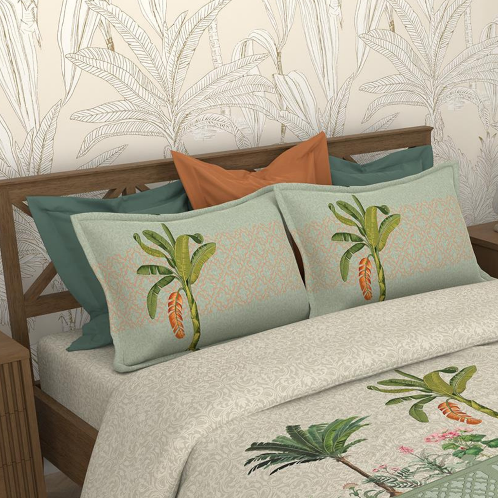 Bombay Dyeing Rani Ka Buag 7818 Heritage Floral 400TC Cotton Satin King Bedsheet Set | 7818 Sisodia Rani Bagh