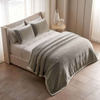 D'Decor Celestia Silver Luxury Bedding Set | Premium Chenille Bed Cover & Embroidered 210 TC Cotton Bedsheet | Oralis CE02 Silver