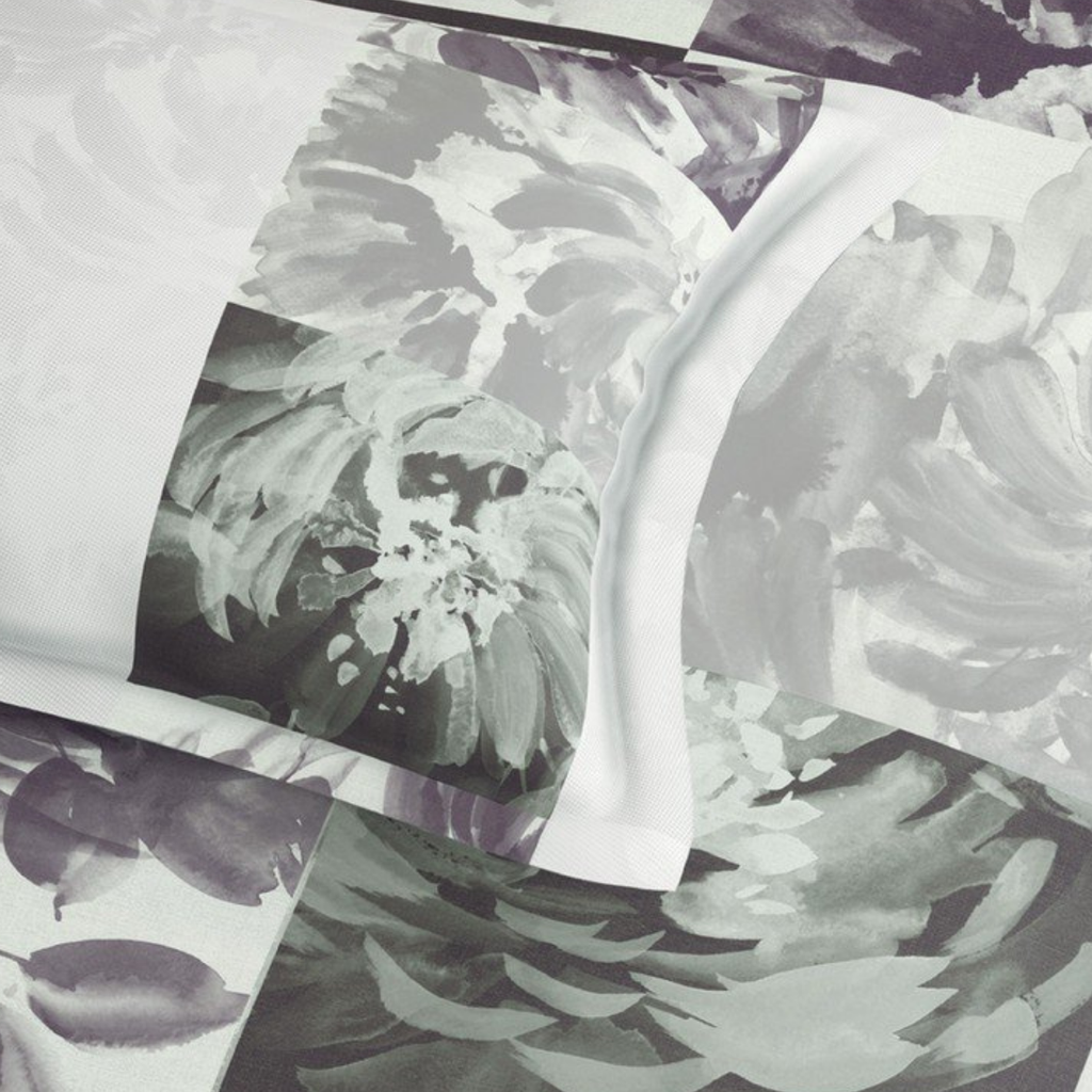 D'Decor Platinum AW25 Bloom Frame Purple Sage Floral Digitally Printed 5-Piece Double Bedsheet Set | RP227 Bloom Frame Purple Sage