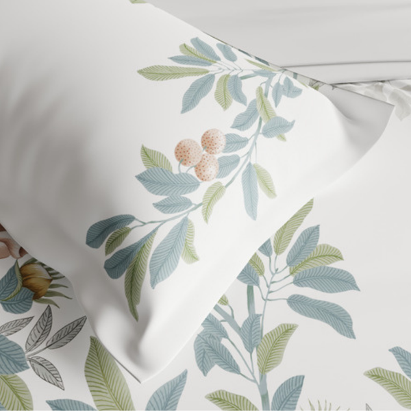 D'Decor Premier Floral Heaven Blue Mist Floral Digitally Printed 5-Piece Double Bedsheet Set | RM161 Blue Mist