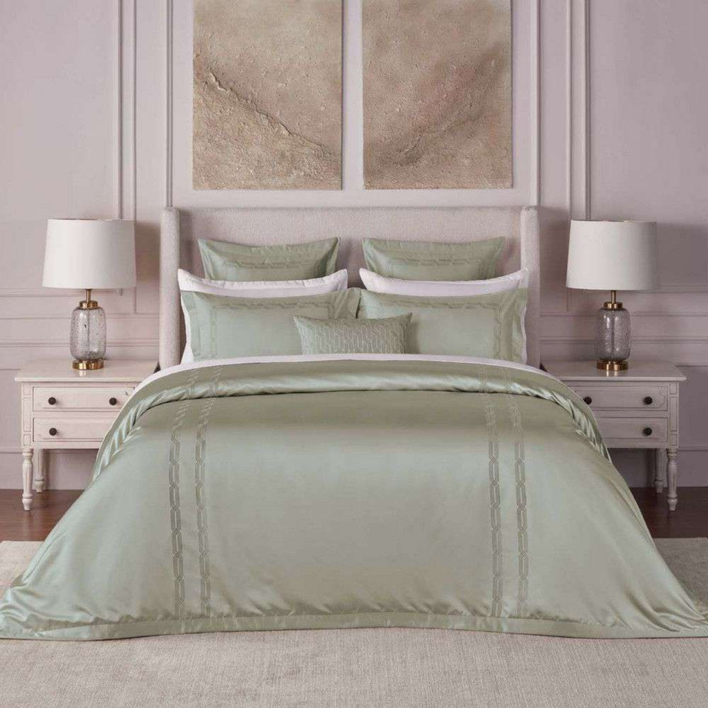D'Decor Luxor Estella Silver Luxury 6-Piece Bedding Gift Set | 800 TC Cotton Sateen Bedsheet & Embroidered Bed Cover | LX02 Silver