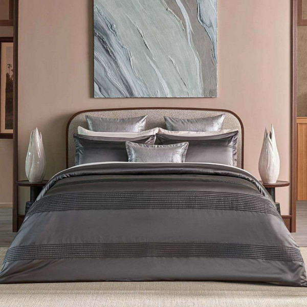 D'Decor Bedsuites Ambrose Charcoal Luxury 6-Piece Bedding Gift Set | Premium Embroidered Duvet Cover & Double Bedsheet | KP47 Charcoal