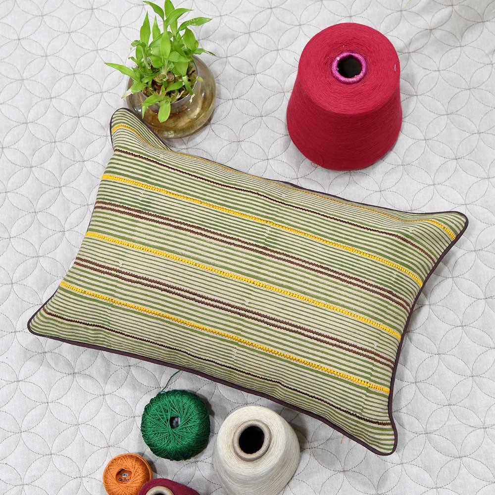Sadyaska Multi Color Handmade Cotton (12" X 18")… 1 Pcs Cushion Cover