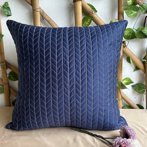 Sadyaska Navy Quilted Reversible Cotton 1 Pcs Euro Sham