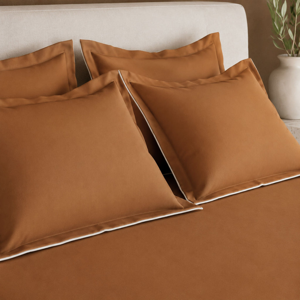 Sansaar by DDdecor Large Bedsheet Set with 2 Pillow Covers - Anthea - Teak - Embroidered - 1 Pc