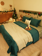 Sadyaska Bonito Emerald Green Velvet Sage Tencel Christmas 1 Pcs Bedding Set