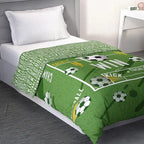 D'Decor Little Bratz Goal Striker | Football Field Green Sports Graphic Print 100% Cotton Kids Bedsheet Set