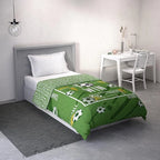 D'Decor Little Bratz Goal Striker | Football Field Green Sports Graphic Print 100% Cotton Kids Bedsheet Set